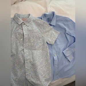 Boys Light Blue and Floral Dress Shirt